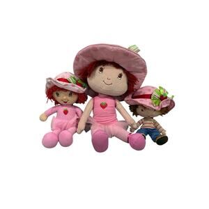 Vintage Strawberry Shortcake Lot Of 3 Stuffed Animals Dolls 2002 2003 2004